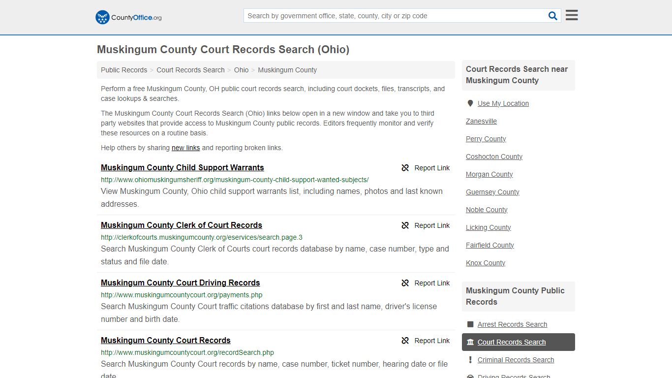 Muskingum County Court Records Search (Ohio) - County Office